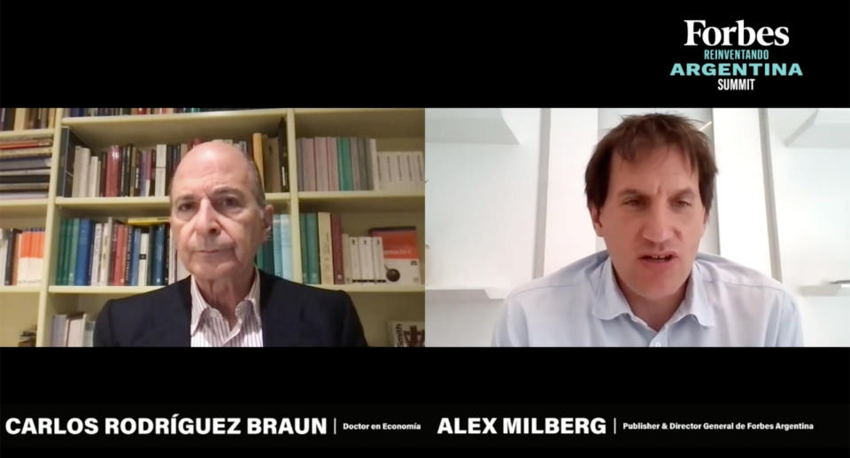 Carlos Rodríguez Braun junto a Alex Milberg en el Forbes Summit Reinventando Argentina