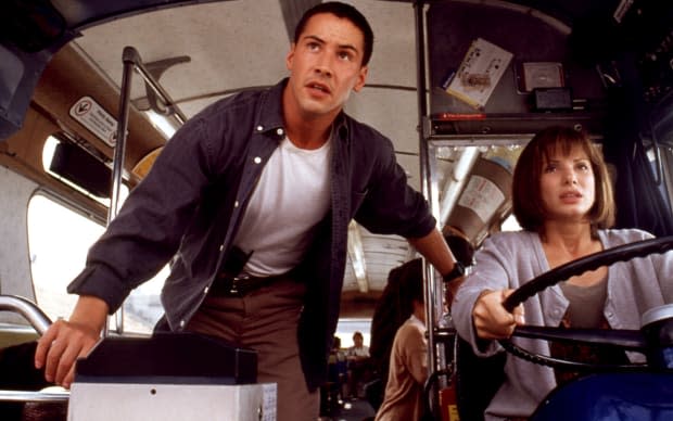 Keanu Reeves and Sandra Bullock in "Speed"<p>©MGM/Everett Collection</p>