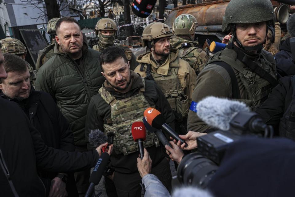 Zelensky spoke to the media and again accused Russian forces of “genocide