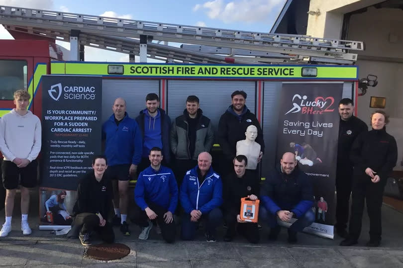 SFRS crew from Shawbost Fire Station, Isle of Lewis alongside members of Western Isles CSA, Carloway Football Club and Carloway First Responders