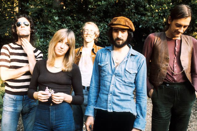 <p>Michael Putland/Getty Images</p> Posed group portrait of Fleetwood Mac in September 1973. Left to right: Bob Weston, Christine McVie, Bob Welch, John McVie and Mick Fleetwood