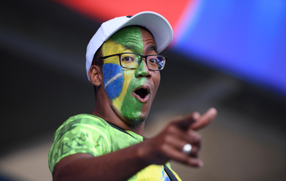 A fan looks on prior to the 2019 FIFA Women's World Cup France group C match between Australia and Brazil at Stade de la Mosson on June 13, 2019 in Montpellier, France. (Photo by Michael Regan/Getty Images)