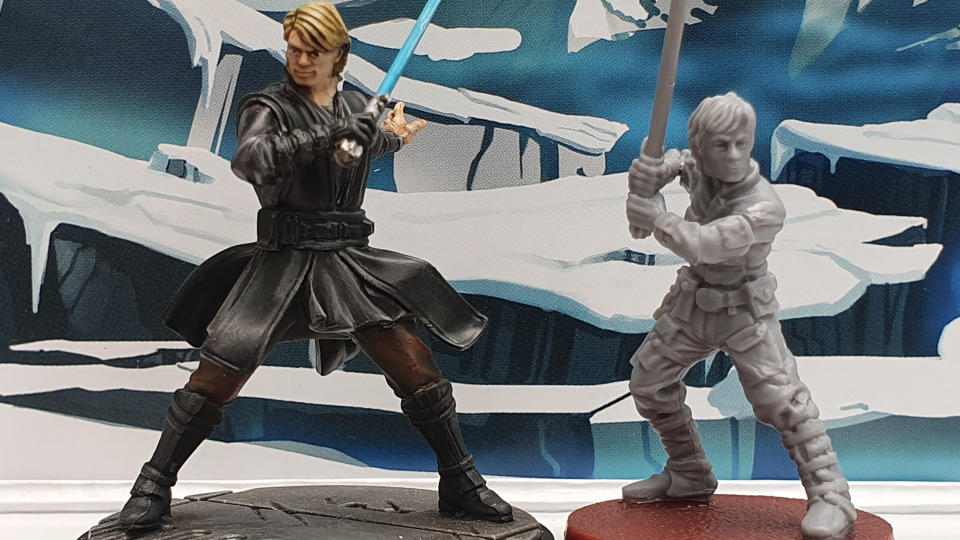 Anakin Skywalker from Star Wars: Shatterpoint beside Luke Skywalker from Star Wars: Legion