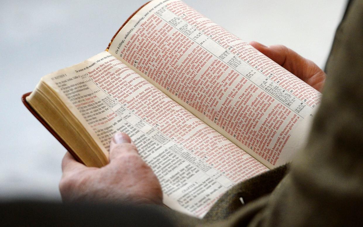 The Bible being read aloud at the Utah Capitol on November 25, 2013