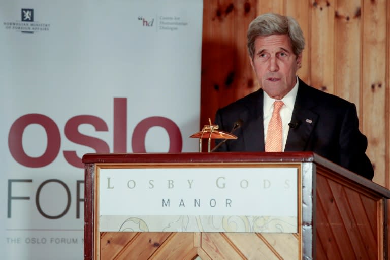 US Secretary of State John Kerry speaks at the Oslo Forum, on June 15, 2016