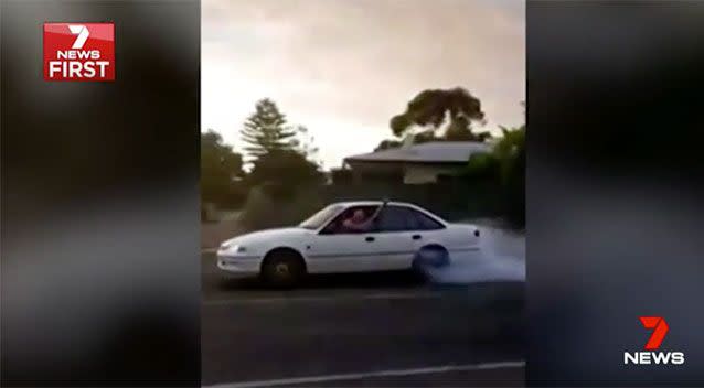 The group perform burnouts day and night. Source: 7 News