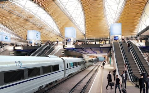 Artist impression issued by HS2 of the proposed station at Euston - Credit: PA