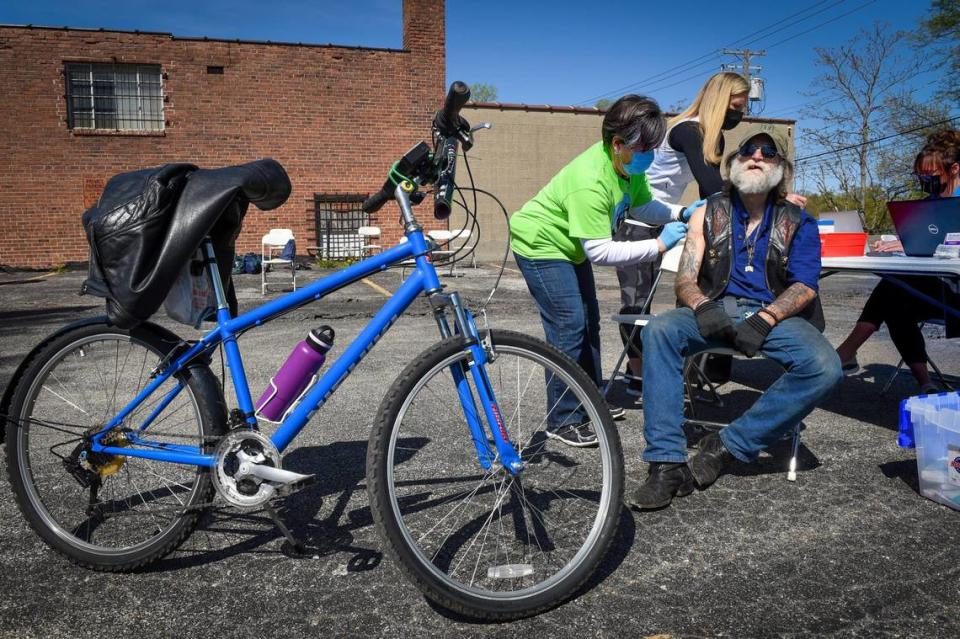 Supply of the COVID-19 vaccine is beginning to outrun demand, leaving hospitals, health departments and vaccination sites with thousands of appointments to fill. Recently Shawn Sullivan, 60, of Kansas City, Kansas, received a vaccination at the Care Beyond The Boulevard mobile vaccination clinic in KCK.