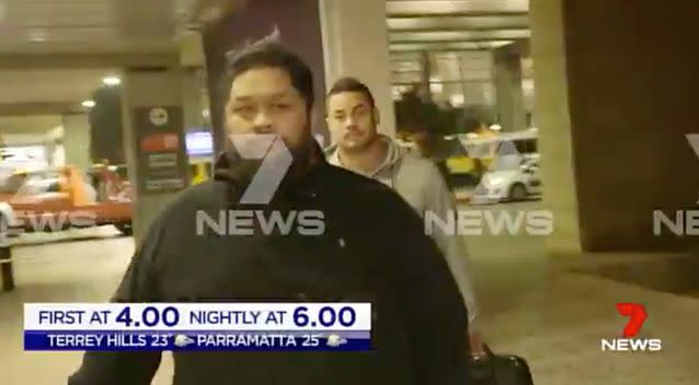 Parramatta Eels star Jarryd Hayne has arrived in Israel after being accused of rape. Photo: 7News