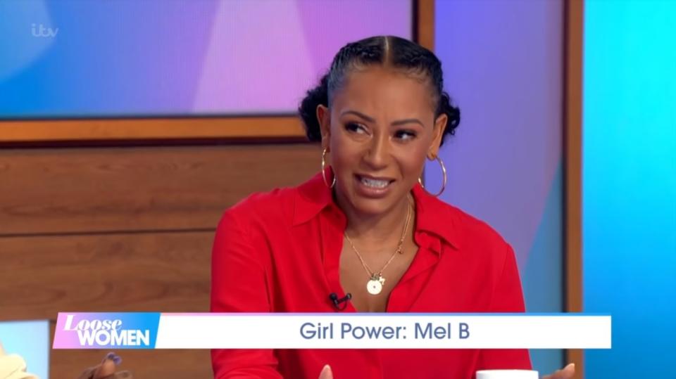 Spice Girls singer Mel B appeared on 'Loose Women' on Thursday 5 September, revealing that Geri Horner 'probably still hates' the fact that she told the public about their secret sex romp (ITV)