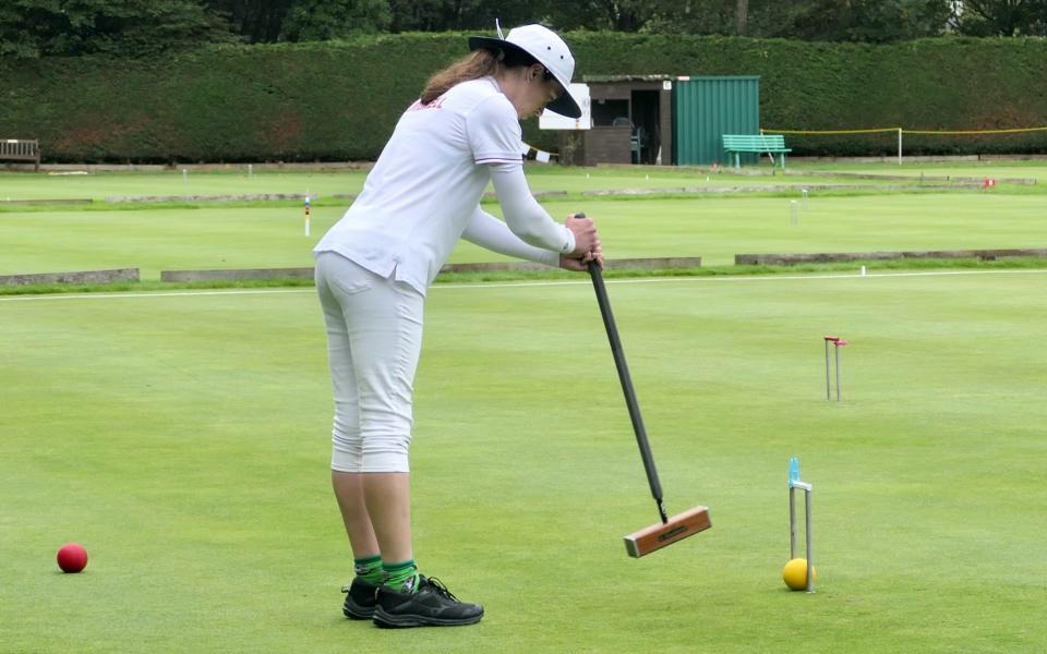 Jamie Gumbrell plays against Rachel Gee in the World Championship final