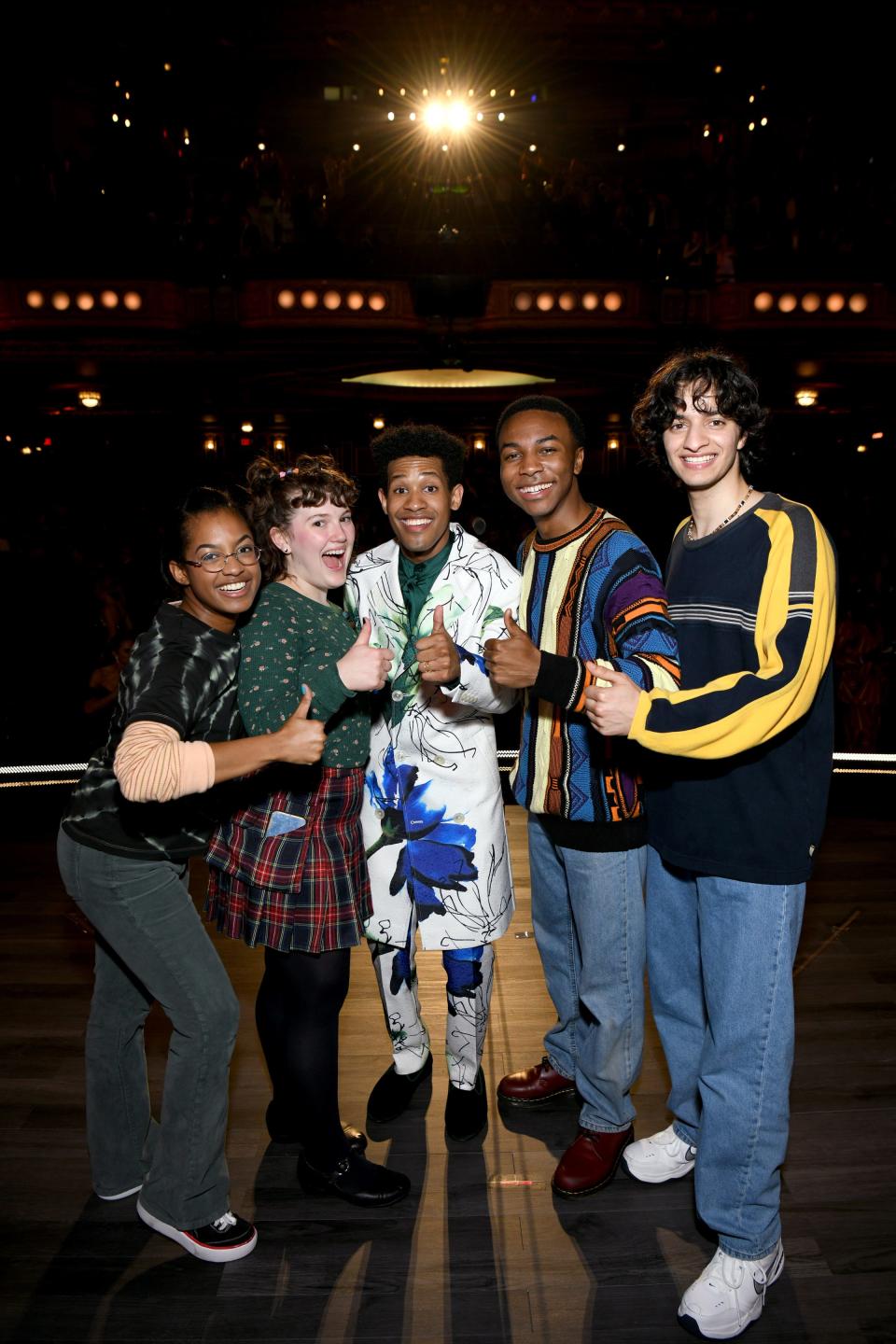 NEW YORK, NEW YORK - JUNE 11: (L-R) Olivia Elease Hardy, Nina White, Justin Cooley, Fernell Hogan, and Michael Iskander attend during The 76th Annual Tony Awards at United Palace Theater on June 11, 2023 in New York City. (Photo by Jenny Anderson/Getty Images for Tony Awards Productions )