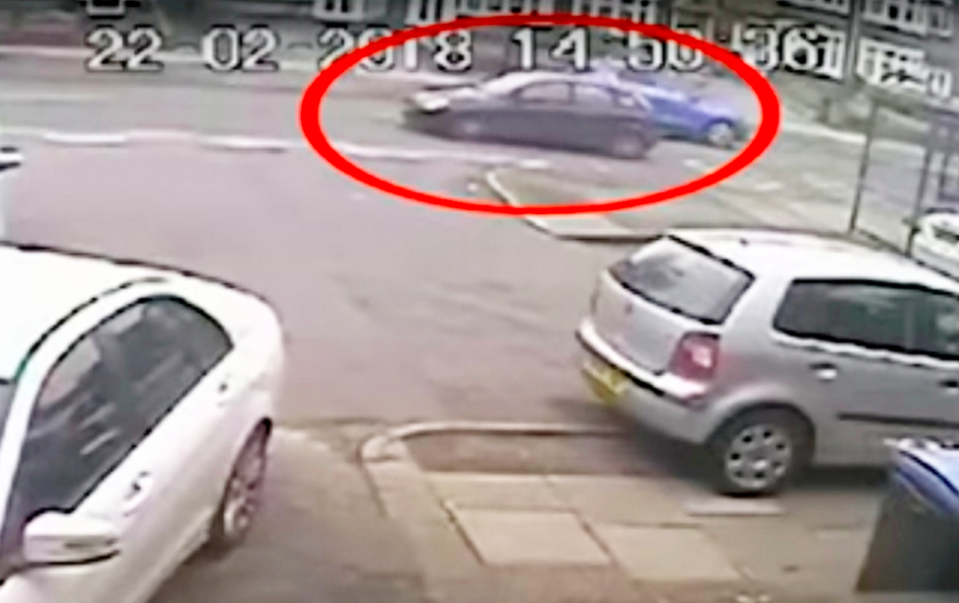<em>CCTV of Robert Brown in his car 25m before the collision travelling at a speed of no less than 61mph (SWNS)</em>