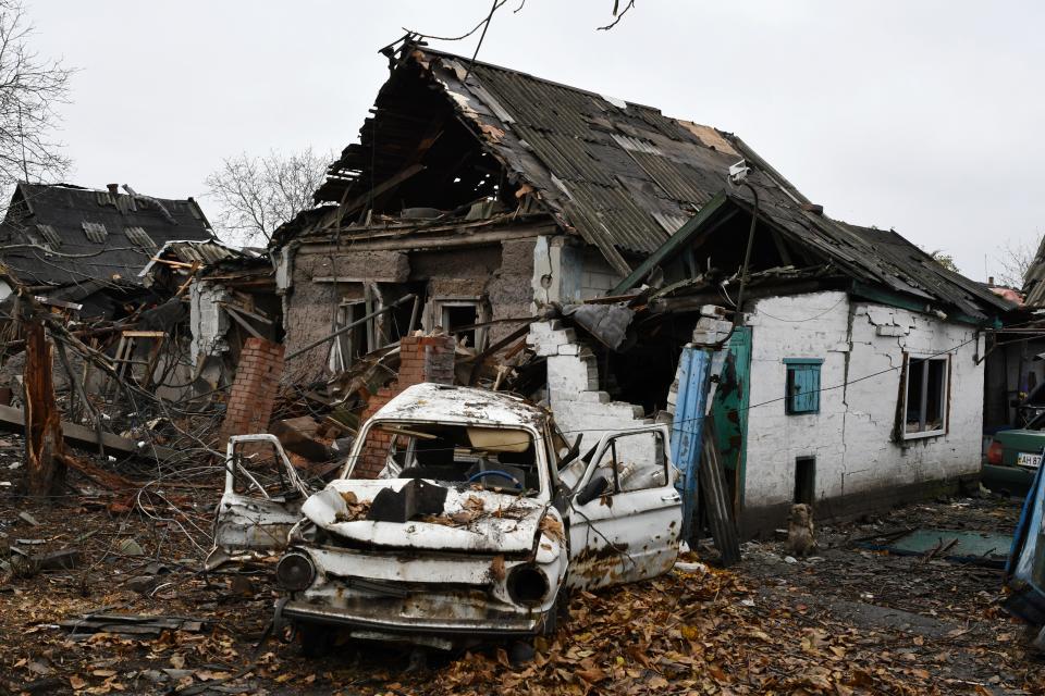 A damaged Soviet-era Ukrainian car 