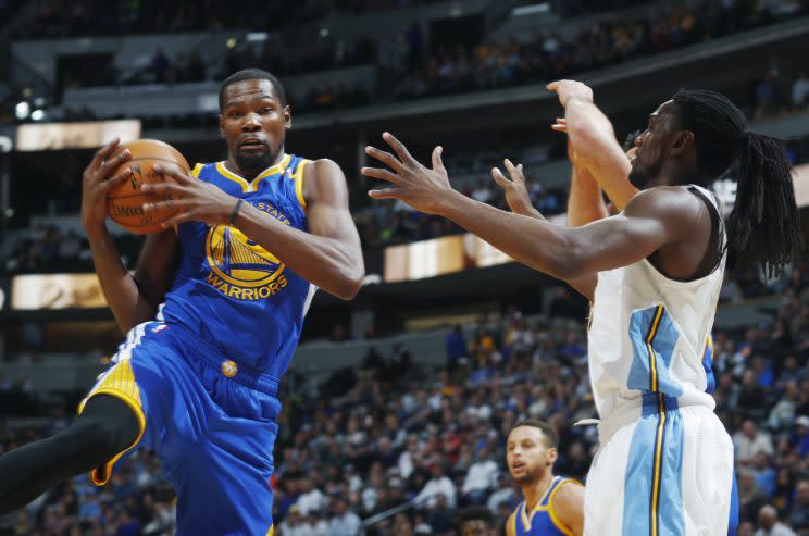 Kevin Durant saw a very impressive streak end at 72 games on Thursday night. (Associated Press)