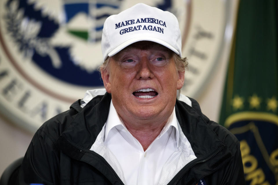 President Donald Trump speaks at a roundtable on immigration and border security at U.S. Border Patrol McAllen Station, during a visit to the southern border, Thursday, Jan. 10, 2019, in McAllen, Texas. (AP Photo/ Evan Vucci)