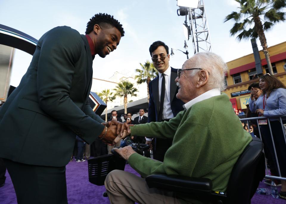 Lee at last night’s premiere of Avengers: Infinity War in Los Angeles (Credit: Reuters/Mario Anzuoni)