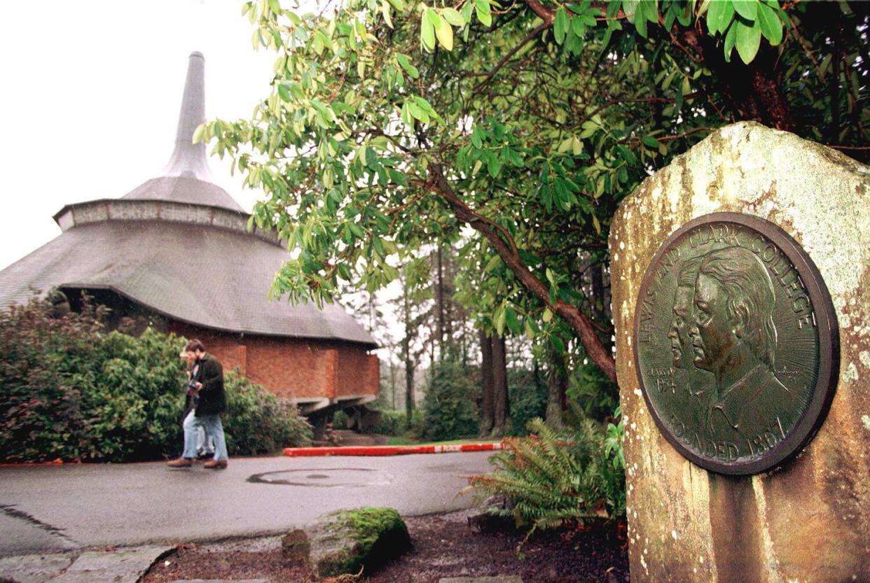 LEWIS CLARK A plaque depicting explorers Meriwether Lewis and William Clark adorns a rock monilith on campus at Lewis and Clark College in Portland, Ore., . The chapel is seen at left. With the bicentennial of their 1803-06 expedition approaching, the Lewis and Clark moniker seems to be everywhere LEWIS CLARK BICENTENNIAL PLAQUE, PORTLAND, USA