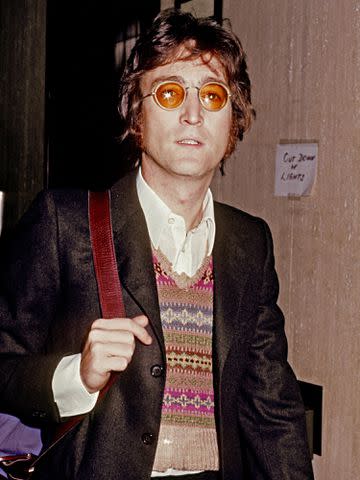 <p>Vinnie Zuffante/Michael Ochs Archives/Getty</p> John Lennon in New York City ca. 1973.