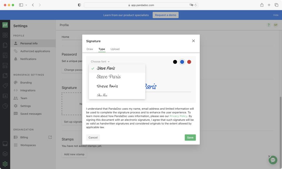 PandaDoc eSign software during our testing and review