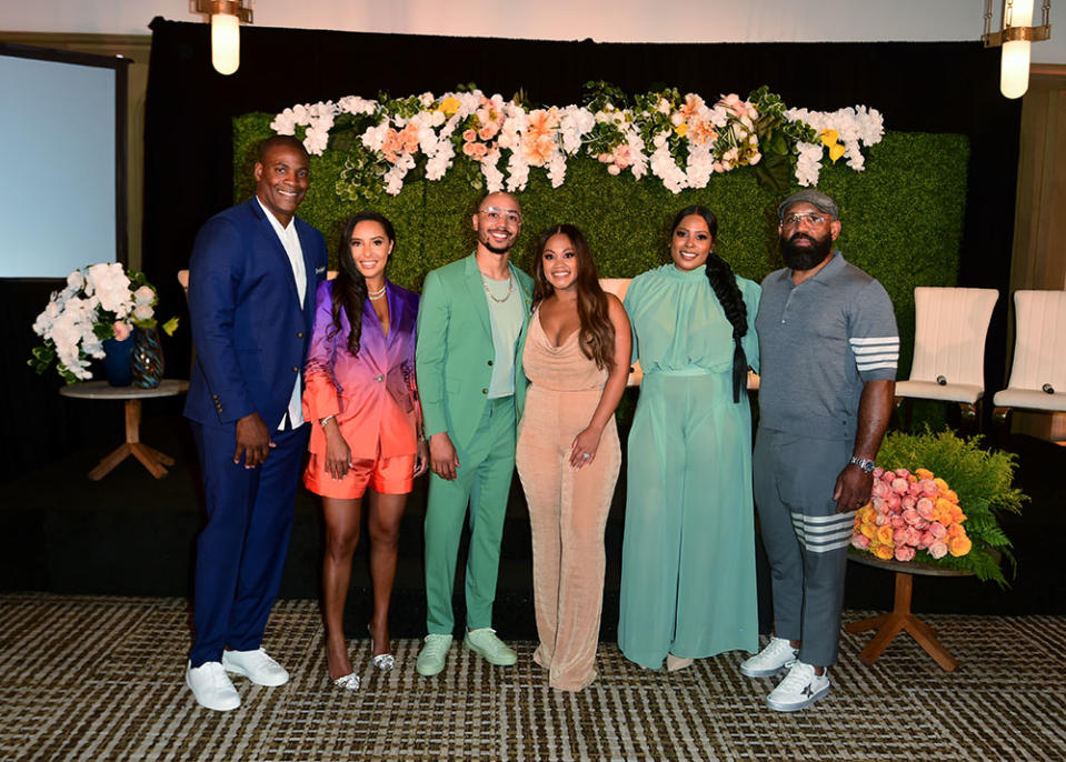 Adewale Ogunleye, Dr. Amira Ogunleye, Mookie Betts, Brianna Betts, Jerri Evans and Clint McDermott - Credit: Vivien Killilea / Gettyimages for UBS