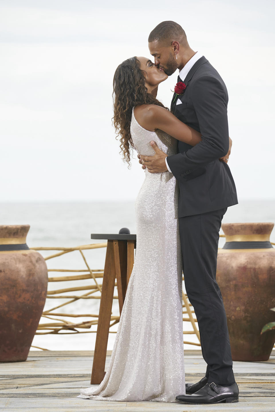 Michelle Young during the season 18 finale of “The Bachelorette” with her fiance, Nayte Olukoya. - Credit: ABC