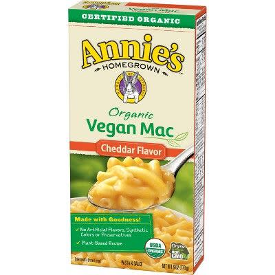 5) Annie's Organic Vegan Mac Cheddar Flavor