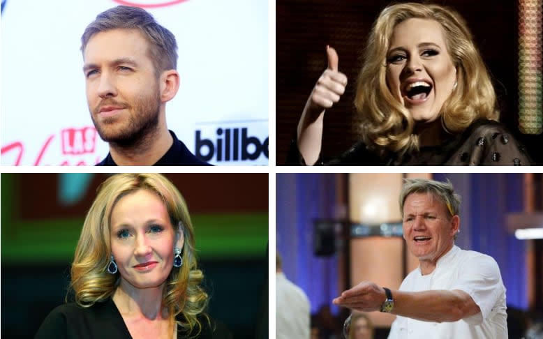 Calvin Harris, Adele, JK Rowling and Gordon Ramsay make the top 10 list of wealthiest British celebrities this year