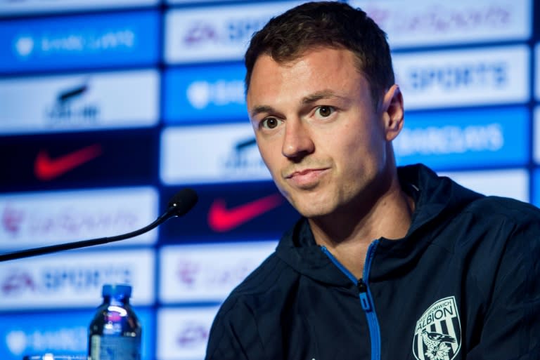 West Bromwich Albion Football Club player Jonny Evans attends a press conference in Hong Kong on July 18, 2017, ahead of the 2017 Premier League Asia Trophy being played on July 19 and 22
