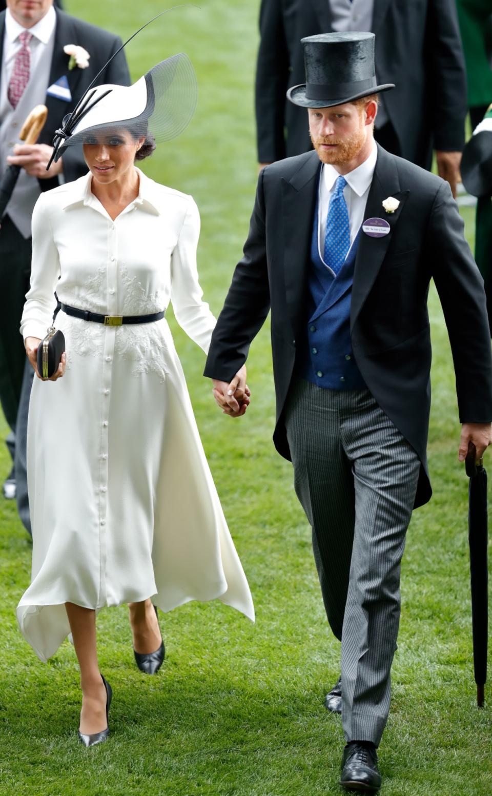 Meghan, Duchess of Sussex and Prince Harry, Duke of Sussex attend day 1 of Royal Ascot at Ascot Racecourse on June 19, 2018 in Ascot, England