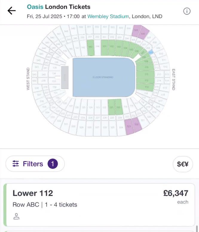 Ticket sales on unofficial ticket resale sites were being sold for thousands more than face value