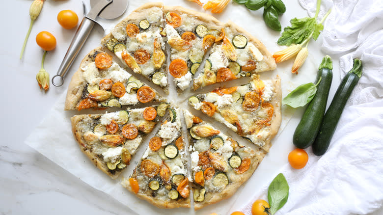 White vegetable pizza
