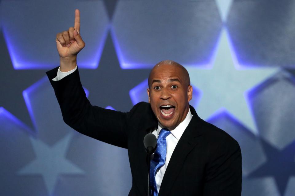 Sen. Cory Booker delivers remarks on the first day of the Democratic National Convention on July 25, 2016, in Philadelphia. (Photo: Alex Wong/Getty Images)