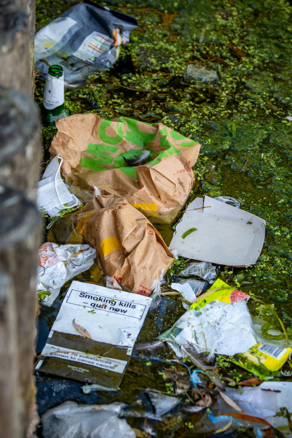 Rubbish blights the river Cam in Cambridge after a night of revelry celebrating the reopening of bars and pubs across the country. (SWNS)