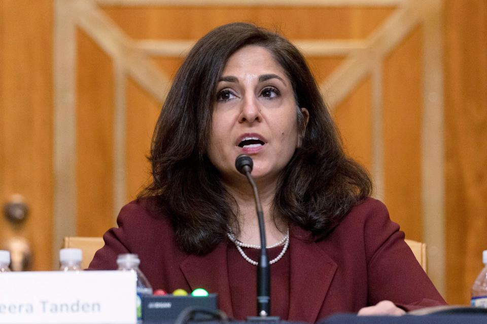 Neera Tanden testifies during a Senate Budget Committee confirmation hearing on Wednesday. She has faced questions from liberals and conservatives for her past comments. (Photo: ANDREW HARNIK via Getty Images)