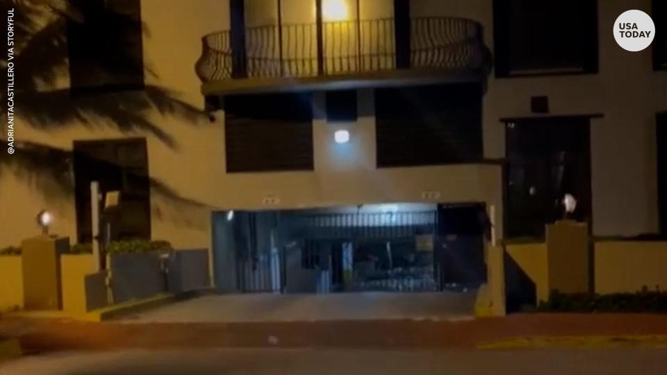 Water was seen spilling into the basement level garage of Champlain Towers South in Surfside, Florida minutes before its partial collapse on June 24.