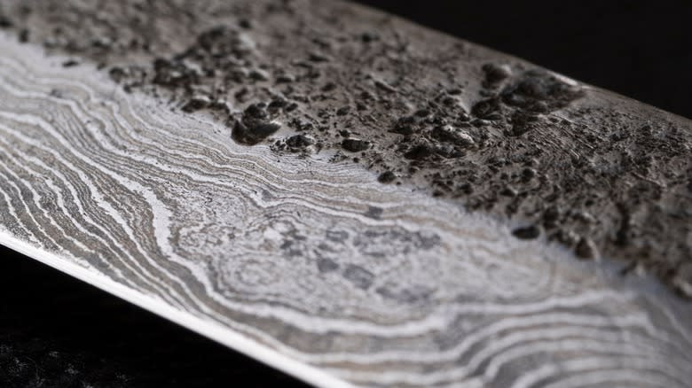 Closeup on Damascus steel