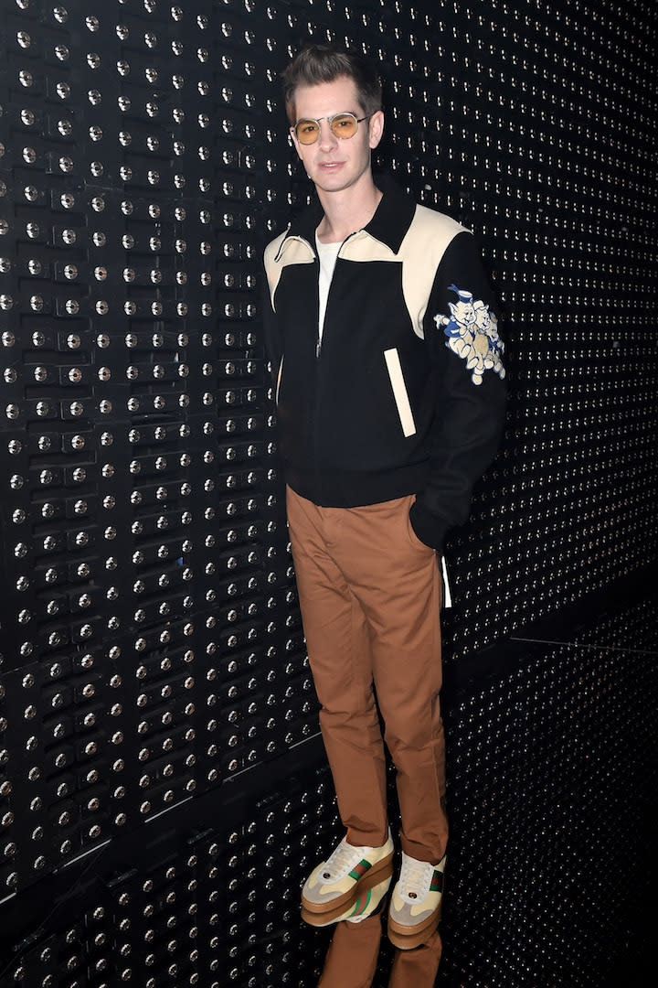 Andrew Garfield at the Gucci February 2019 show during Milan Fashion Week