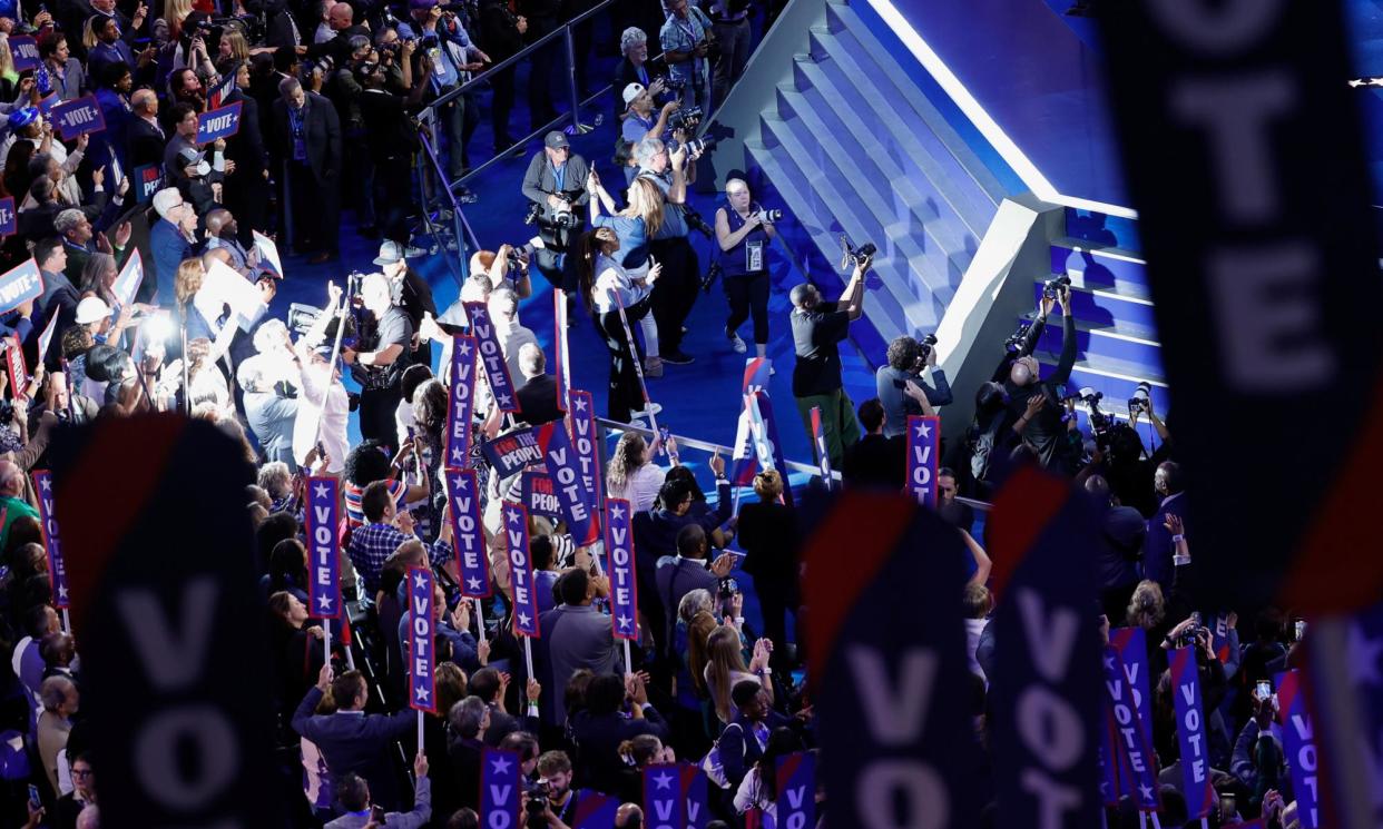 <span>Delegates, politicians and party supporters at the Democratic national convention on Tuesday.</span><span>Photograph: Chip Somodevilla/Getty Images</span>