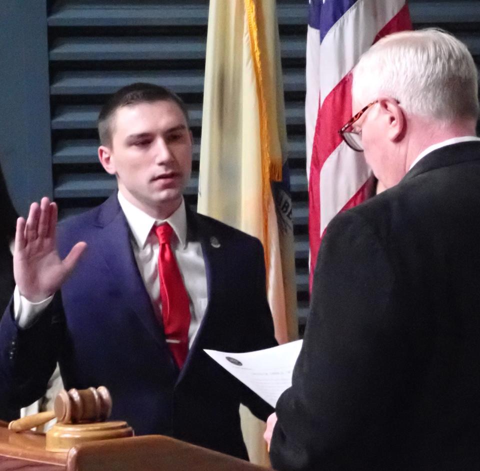 Anthony Fasano is sworn in as director Sussex County Board of County Commissioners on Jan. 5, 2022 by County Clerk Jeffrey Parrott