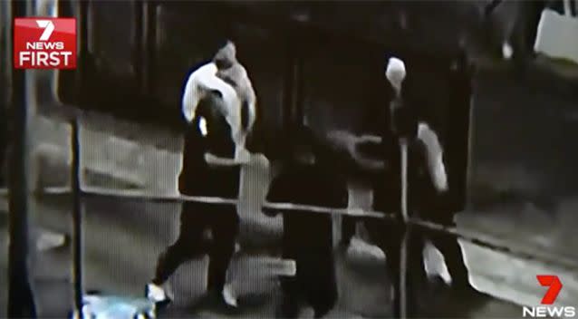 The brawl was captured on CCTV. Photo: 7 News