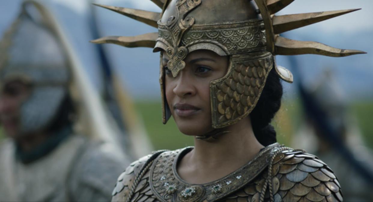 Cynthia Addai-Robinson plays Queen Regent Míriel. (Prime Video)