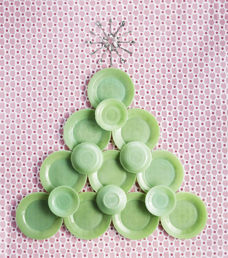 <p>A wall set for 10 or more! Hang dinner plates in a pyramid shape—on your kitchen or dining wall, perhaps?—using adhesive plate hangers. Add saucers for dimension if you'd like, and top it off with your collection of vintage silver demitasse spoons in a starburst using wire and tiny nails. </p><p><a class="link " href="https://go.redirectingat.com?id=74968X1596630&url=https%3A%2F%2Fwww.containerstore.com%2Fs%2Fcraft-hobby%2Fadhesive-plate-hangers%2F1d&sref=https%3A%2F%2Fwww.countryliving.com%2Fhome-design%2Fdecorating-ideas%2Fg28872053%2Falternative-christmas-trees%2F" rel="nofollow noopener" target="_blank" data-ylk="slk:SHOP ADHESIVE PLATE HANGERS;elm:context_link;itc:0;sec:content-canvas">SHOP ADHESIVE PLATE HANGERS</a> </p>