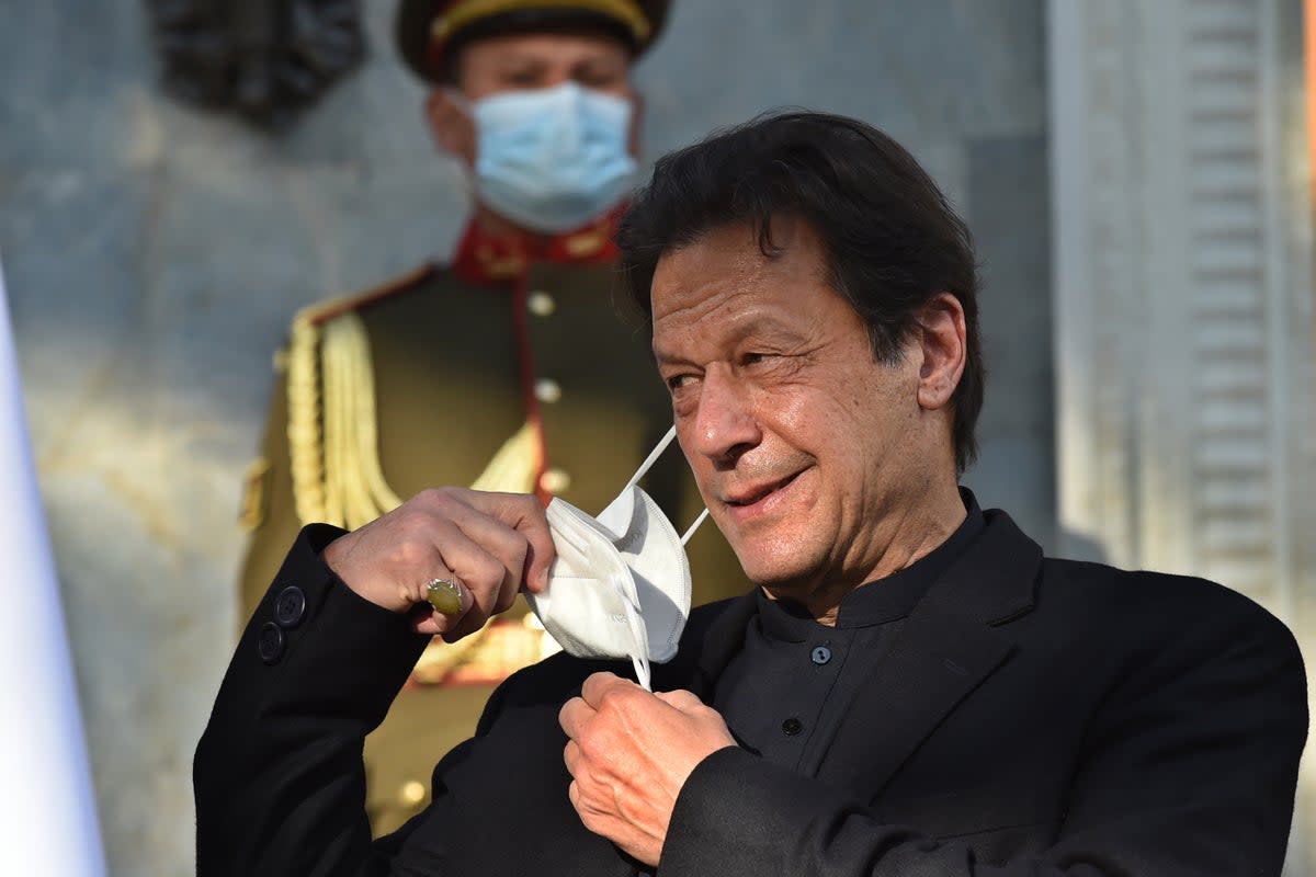 Former Pakistani prime minister and Tehreek-e-Insaf party chief Imran Khan appeared at Islamabad’s federal judicial complex amid beefed up security measures  (AFP via Getty Images)