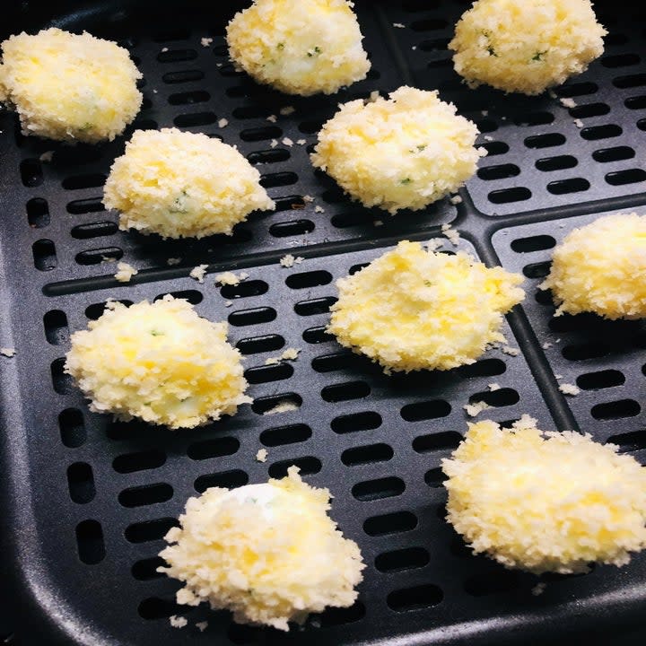 Breaded goat cheese bites in the air fryer.