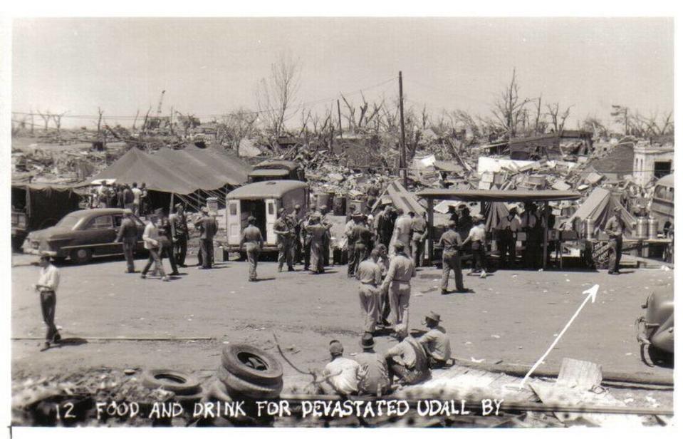 Damage caused by the tornado that struck Udall, Kansas in 1955. Courtesy