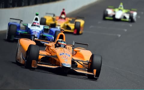 Fernando Alonso of Spain, driver of the #29 McLaren-Honda-Andretti Honda, in action during the 101st running of the Indianapolis 500 at Indianapolis Motorspeedway on May 28, 2017 in Indianapolis, Indiana - Credit: getty images