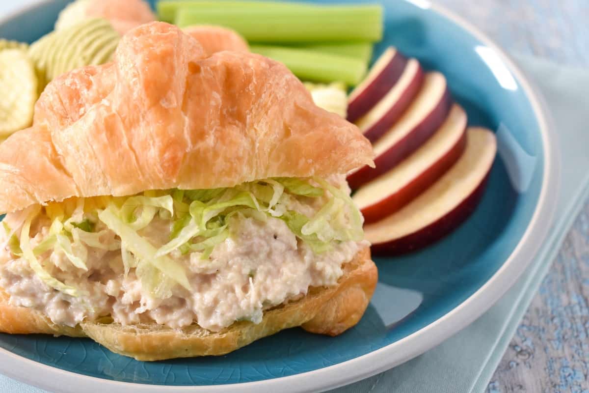 <p>Creamy tuna salad stuffed in croissants for the perfect sandwich.</p><p><strong>Get the recipe: <a href="https://www.cook2eatwell.com/tuna-salad-apple-croissant-sandwich/" rel="nofollow noopener" target="_blank" data-ylk="slk:Tuna Salad and Apple Croissant Sandwiches;elm:context_link;itc:0;sec:content-canvas" class="link rapid-noclick-resp"><em>Tuna Salad and Apple Croissant Sandwiches</em></a></strong></p>