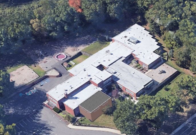 A rendering of Kings Road School, showing an addition (seen lower left) that is part of a referendum proposal by the Madison Board of Education.