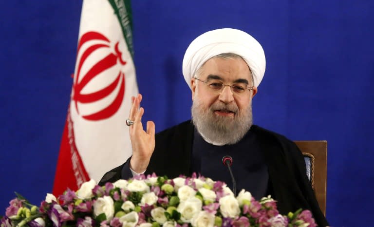 Iran's newly re-elected President Hassan Rouhani, at a press conference in Tehran on May 22, mocks US strategy in the Middle East and dismisses Donald Trump's summit with Arab leaders as "just a show"